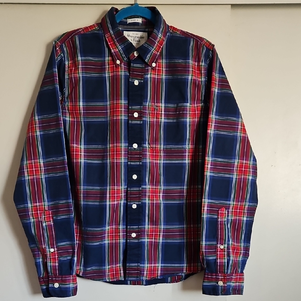 Abercrombie & Fitch Muscle Plaid Long Sleeve Shirt Buttons Down Large